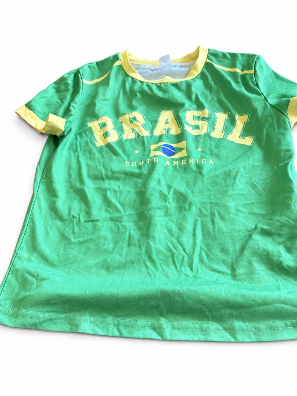 SHEIN Green & Yellow Brasil Graphic Kids Tee